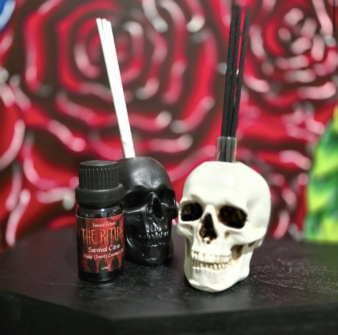 Set of Skull Reed Diffusers with The Ritual Essential Oils