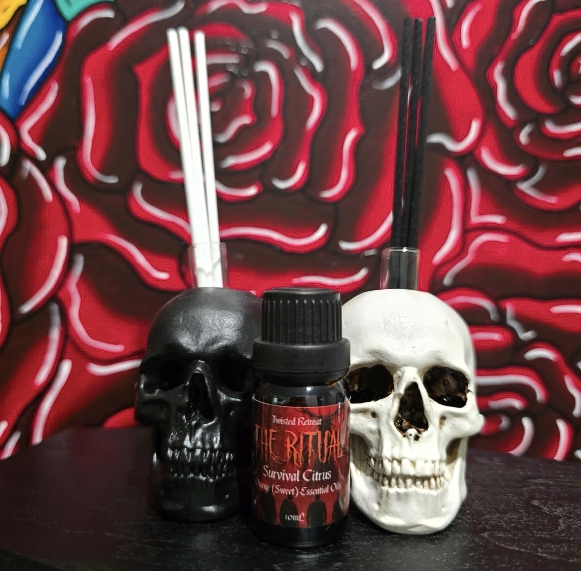 Set of Skull Reed Diffusers with The Ritual Essential Oils