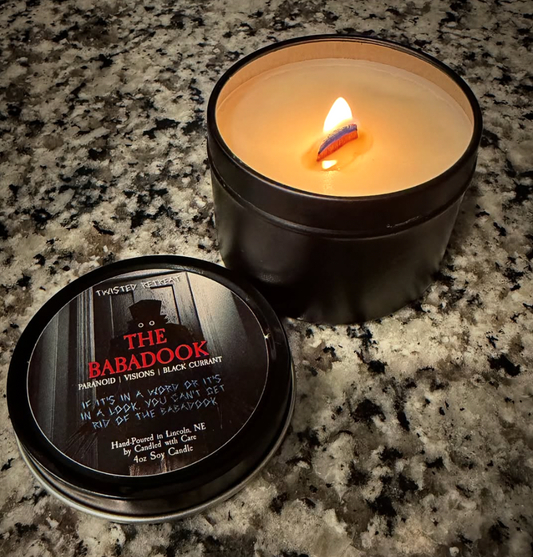 4oz Soy Woodwick Babadook Inspired Candle